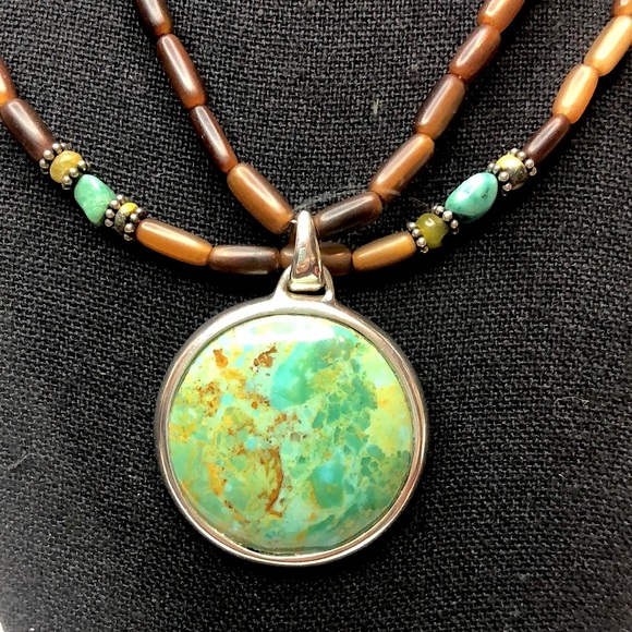 BARSE Turquoise Pendant on Multi-Strand Necklace with Sterling Silver Accents - Picture 3 of 17